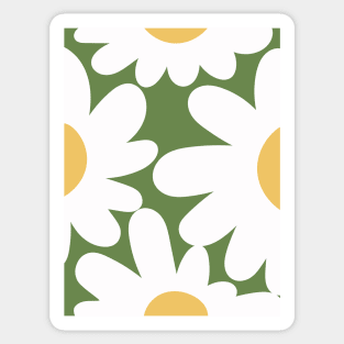 Cute daisy, Chamomile art, Retro print, Indie decor, Cottagecore, Positive, Abstract white flowers Sticker